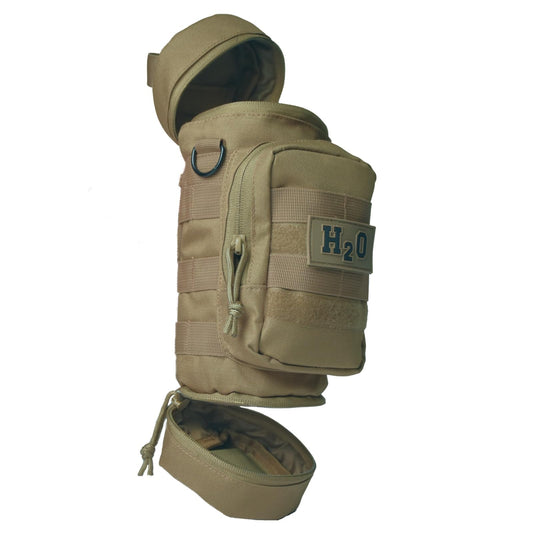 Orca Tactical Molle Water Bottle Pouch - Molle Water Bottle Holder with Strap - Water Bottle Carrier with Multiple Storage Options (OD Green)