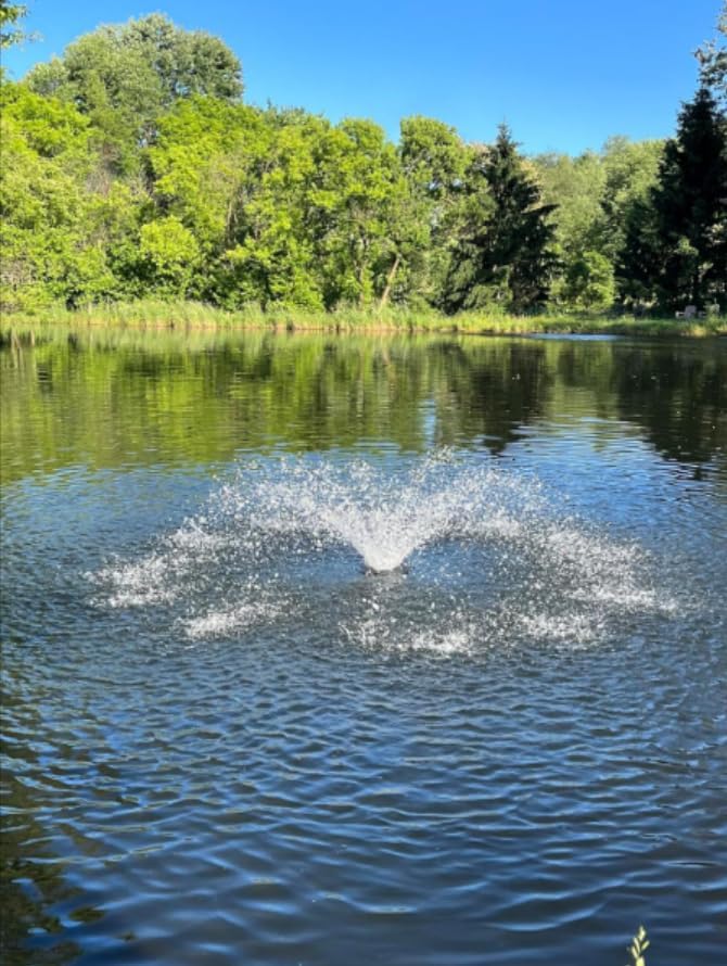 Pond Fountain Aerator, 1HP 110V 15000 GPH Fountain Pump,Stainless Steel body, 15A/110V 100FT power cord, Multifunctional time controller，200Ft traction rope, Aerator Pump for Ponds & Lakes