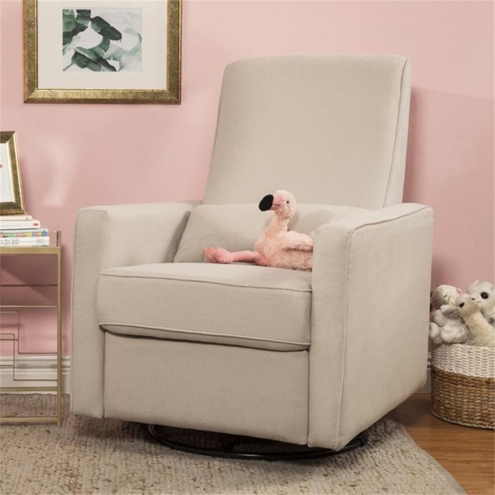 DaVinci Piper 360° Swivel Rocker Recliner Chair - Glider Rocking Chair for Nursery and Living Room- GREENGUARD Gold, FSC & Certi-PUR US Certified - Ultra Comfy Glider Recliner Nursery Chair - Cream