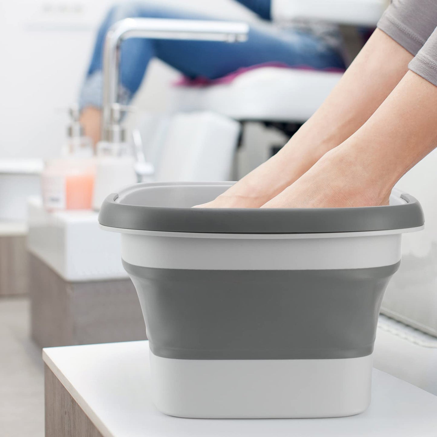 ALYSTER Collapsible Foot Bath with Handle - 15L/4 Gallons Massager Foot Soak Tub for Dry Cracked Feet, Pedicure Treatment
