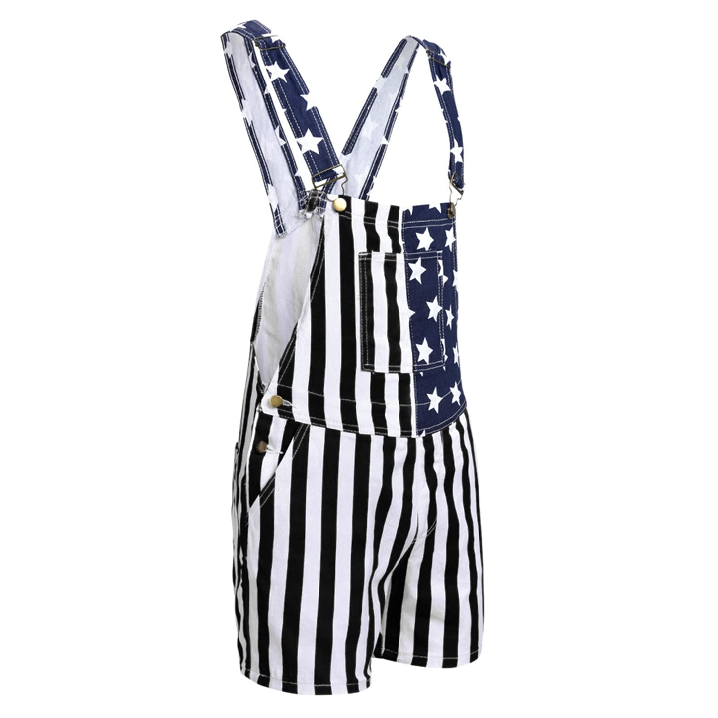 American Flag Jean Shorts Bib Overalls Men Denim American Flag Romper 4Th of July USA Clothes Mens Rompers for Adults Boy 4Th of July Outfit 4Th of July Skirt USA Fanny Pack