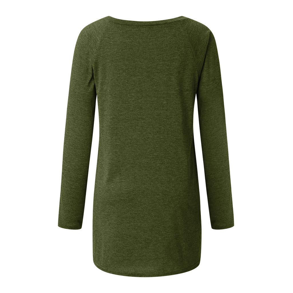 Aniywn Women's Plus Size Sweatshirt Tops Ladies Baggy Long Sleeve Thin Solid Pullover Blouse T Shirts (S, V-Green)