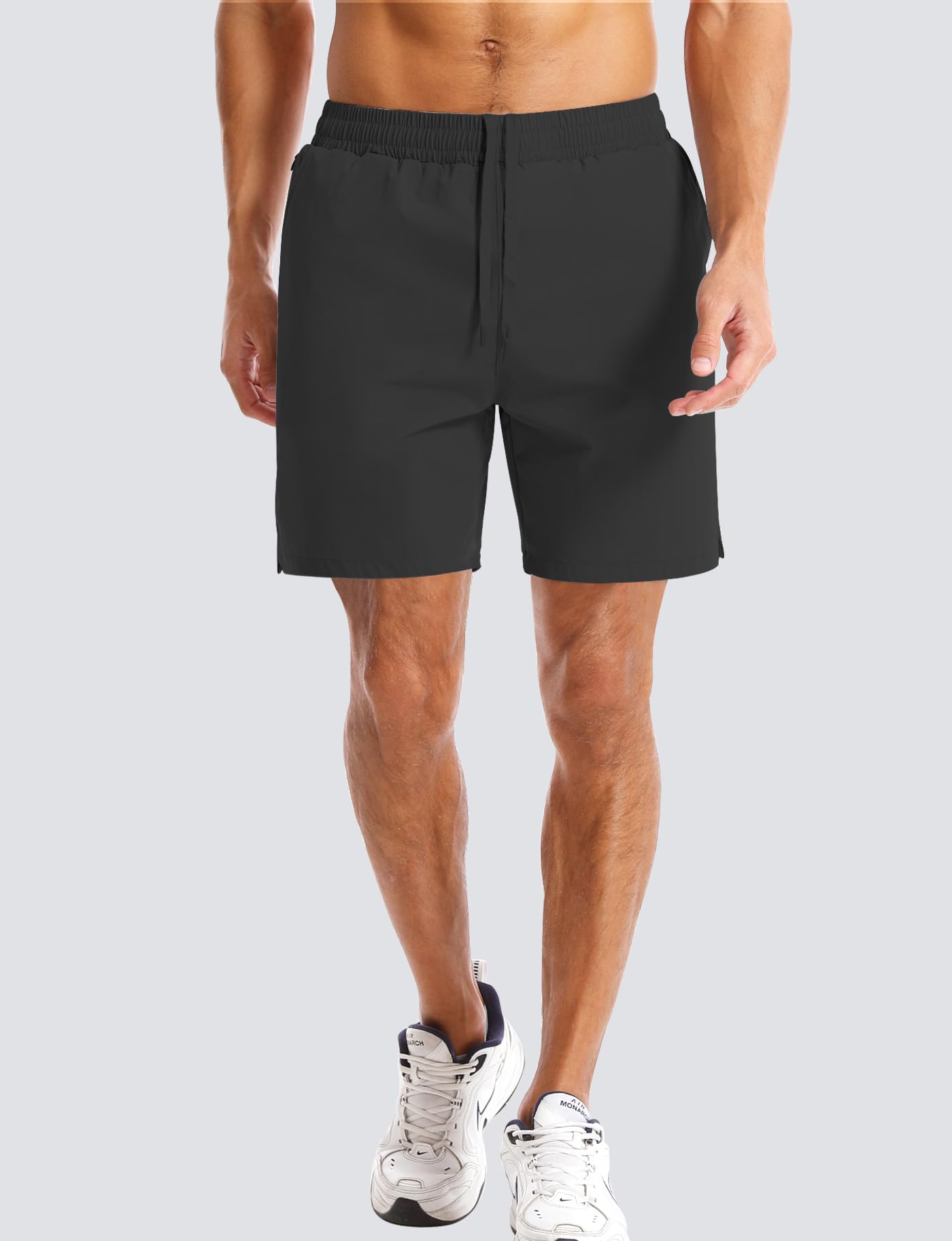 Aolesy Mens Athletic Gym Shorts Quick Dry Shorts 7 inch Inseam Lightweight Men Running Workout Sports Hiking Shorts with Pockets Black