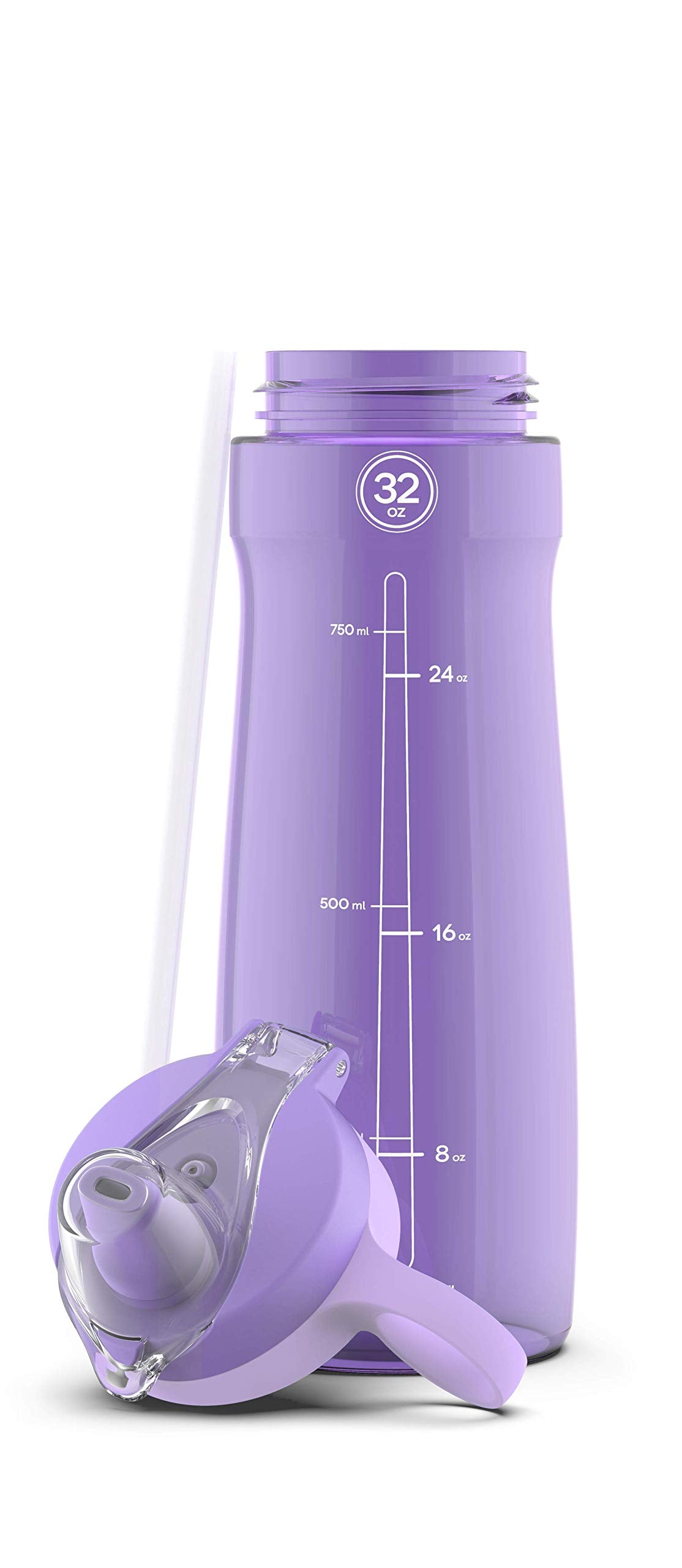 Pogo BPA-Free Tritan Plastic Water Bottle with Soft Straw, 32 Oz, Lilac
