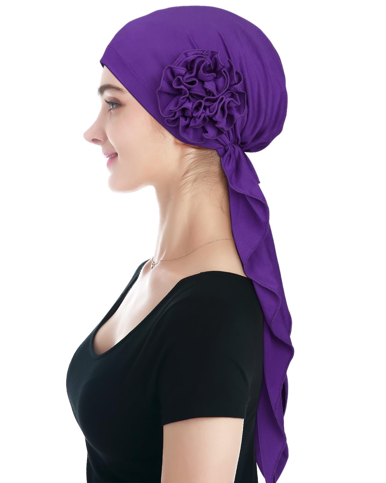 Alnorm Turban Hat Chemo Cancer Headwraps Headwear for Women Purple