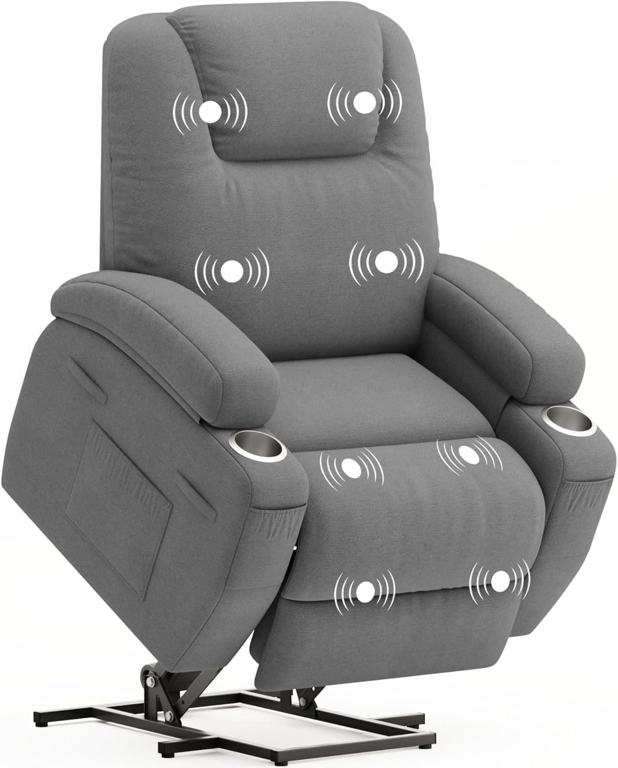 Flamaker Power Lift Recliner Chair with Massage Ergonomic Recliner Chair for Elderly People, Single Sofa with Cup Holders, Side Pockets