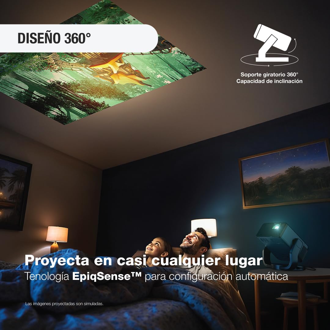 Epson EpiqVision Mini EF22 Portable Smart Laser Projector, Bright 1,000 Lumens, FHD 1080p HDR, 3-Chip 3LCD, Google TV, Netflix, Swivel Stand, Stereo Speakers, Outdoor Backyard/Home Theater - Blue