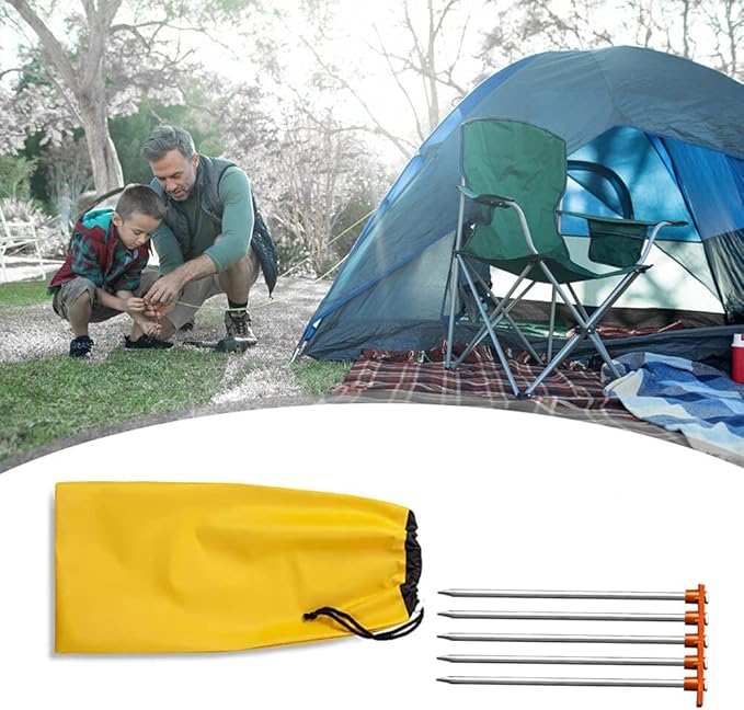 Bag Camping Tent Stakes Heavy Duty Yellow Nylon Sack Waterproof Pocket Ditty Camp Accesorries Storage Peg Bag