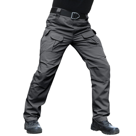 Hiwise Men's Stretch Tactical Pants Water Resistant Ripstop Cargo Pants Outdoor Lightweight EDC Work Hiking Pants (Grey, 34WX32L)