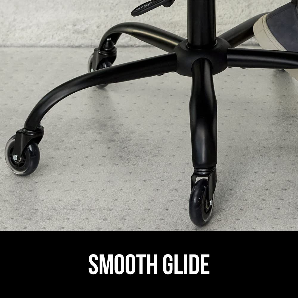 GORILLA GRIP Slip Resistant Office Chair Mat for Carpet Floors, 36x48 Smooth Glide Under Desk Carpeted Floor Protector, Heavy Duty Plastic Computer Mats for Rolling Work and Gaming Chairs, Clear