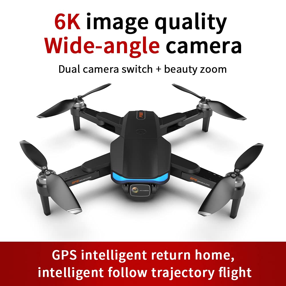 AMHYEWO GPS Folding Drone with Brushless Motors, 6K HD Camera, 56 Min Flight, 1000M Range | Altitude Hold, Auto Return, RC Quadcopter for Adults