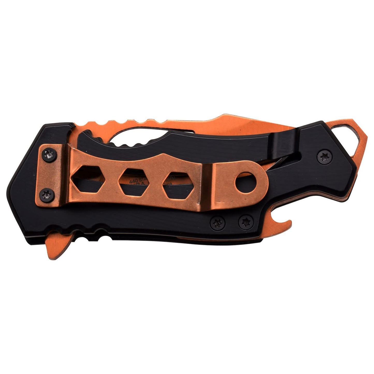 MTech USA – Spring Assisted Folding Knife – Orange Fine Edge Stainless Steel Blade with Black Nylon Fiber Handle, Bottle Opener, Pocket Clip, Tactical, EDC, Self Defense- MT-A882OR
