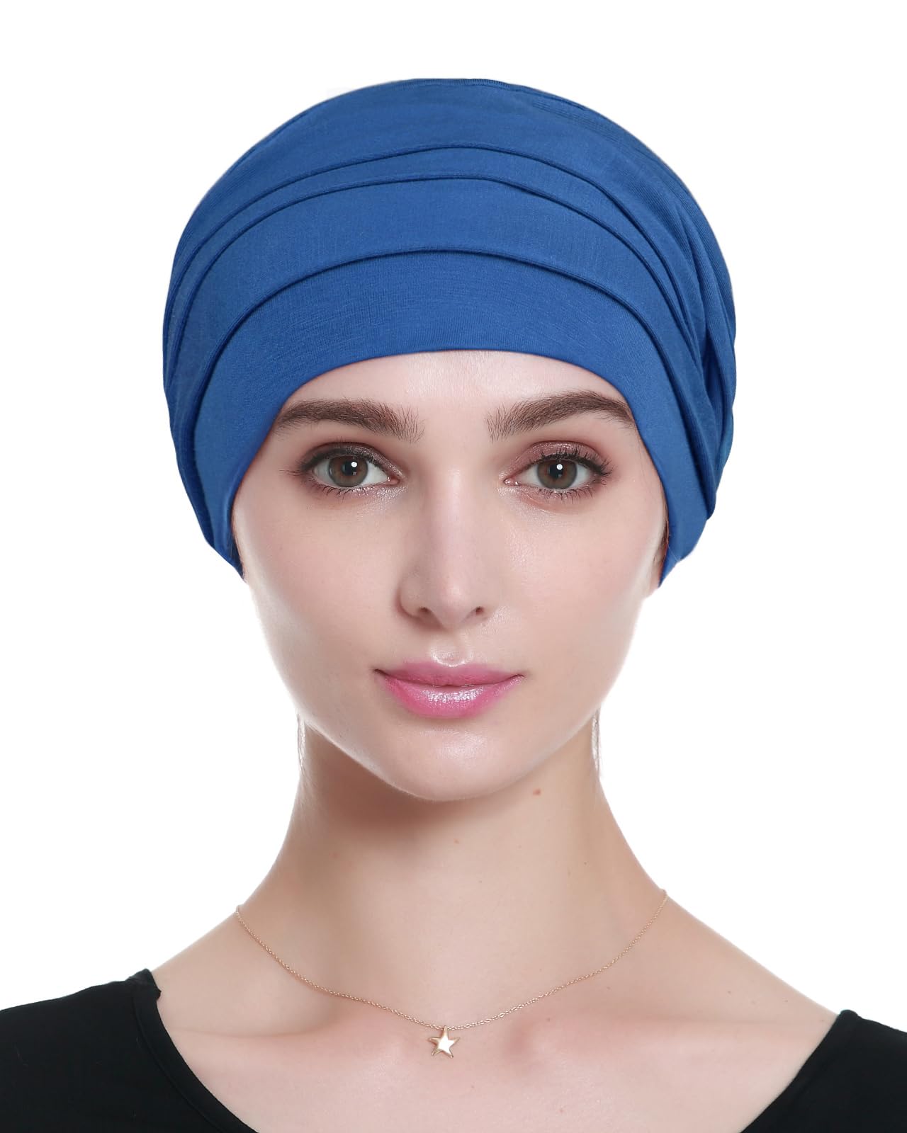 Alnorm Warm Chemo Hat for Women for Fall and Winter Made of Viscose Blue