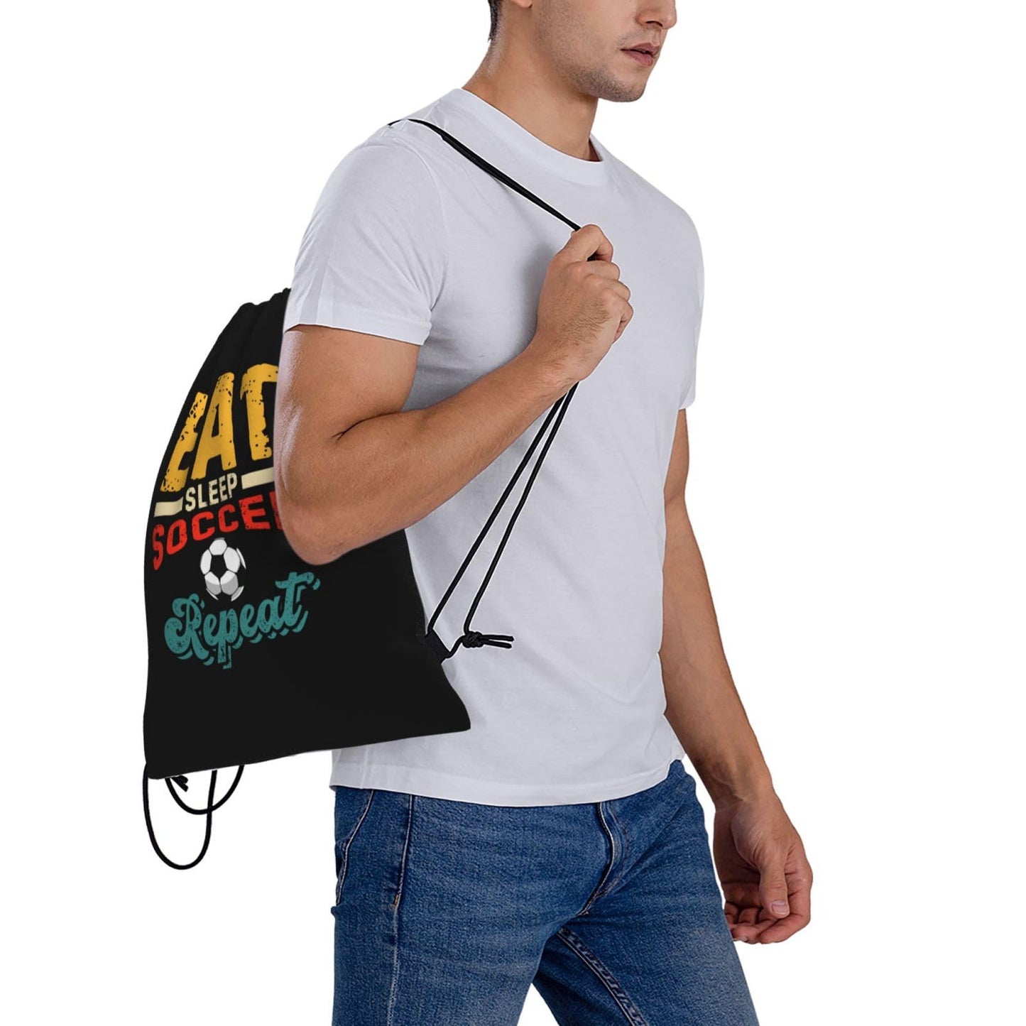 AIMASTZ Eat Sleep Soccer Cool Repeat Unisex Drawstring Backpack Bag Sport Gym Swim Travel Sackpack