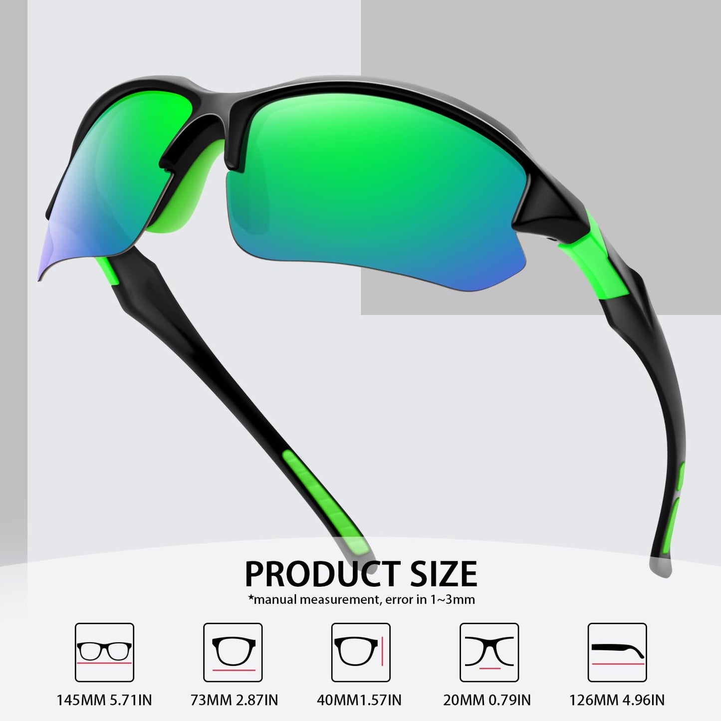 DioKiw 3PACK Sports Polarized Sunglasses for Men Cycling Running Fishing UV400 Protection Sun Glasses Lightweight Half Frame Goggles