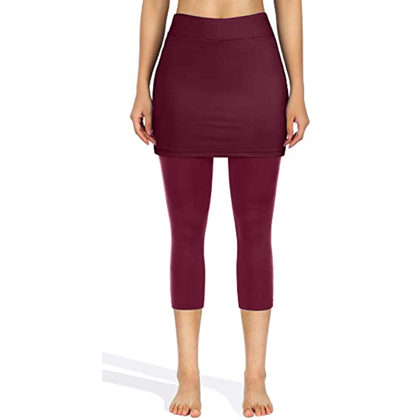 Aniywn Women's Leggings Skirt, Skirted Leggings, Active Skirt with Pockets, Tennis Pants Sports Fitness Culottes (Small, Purple)