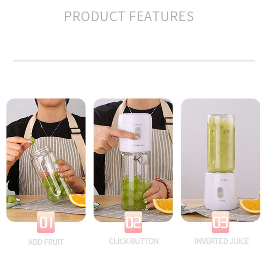 CGKs6anmU Blender Smoothies Smoothie Maker Blender Mini Laptop with Portable Tritan Bottles 300 Ml 6 Blades of Stainless Steel 5W 18000 Revolutions/Min No BPA Blender Smoothie Maker Pink
