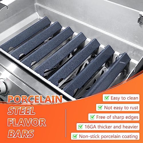 QuliMetal 17" Flavorizer Bars for Weber Genesis II E-410/E-415/E-435, Grill Parts for Weber Genesis II LX E-440 Series Gas Grills, Porcelain Steel Grill Replacement Parts for Weber GS4 66033 66796
