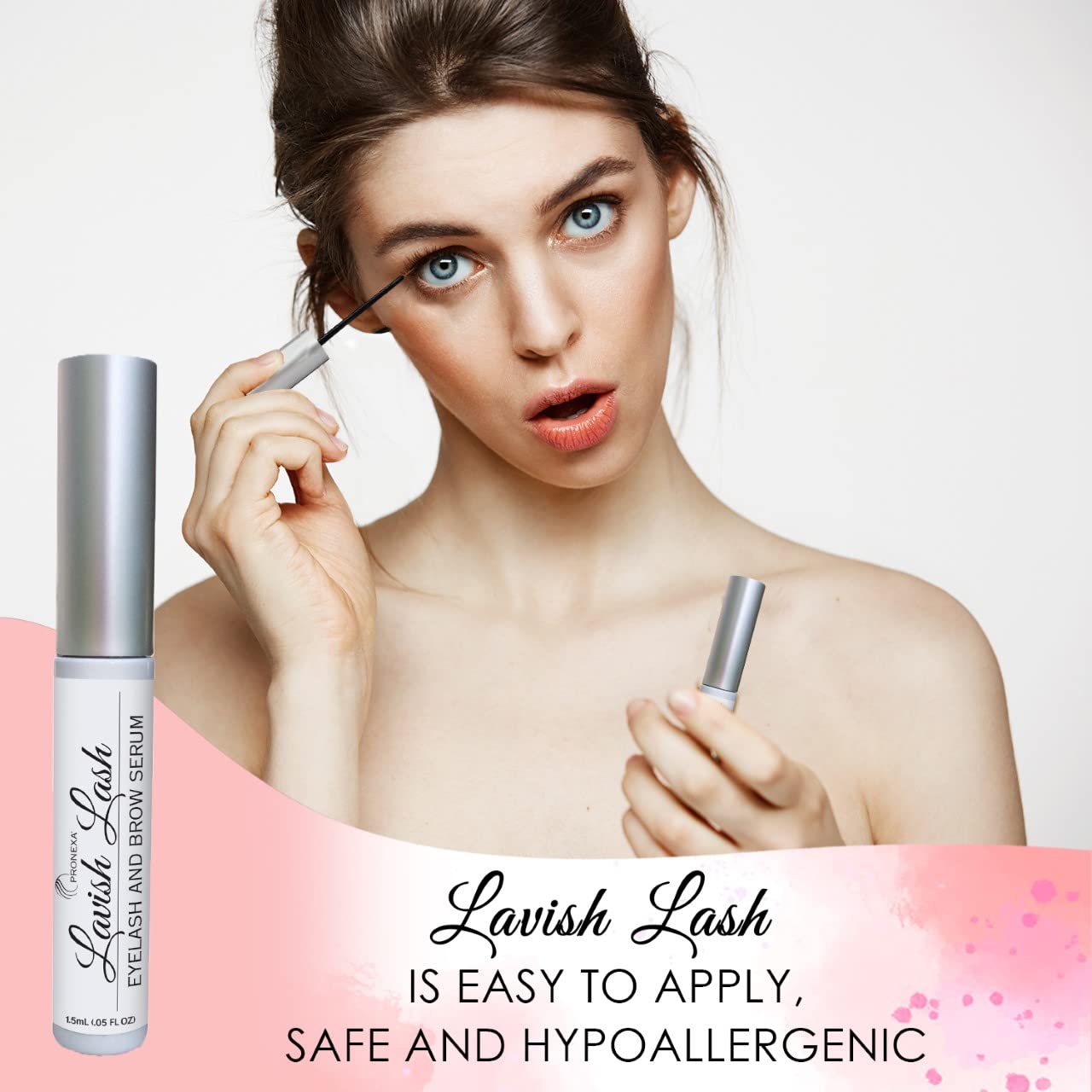 Pronexa Hairgenics Lavish Lash (3ml, 3 Month Supply) – Eyelash Growth Enhancer & Brow Serum with Natural Peptides for Long, Thick Lashes and Eyebrows! Dermatologist Certified & Hypoallergenic.