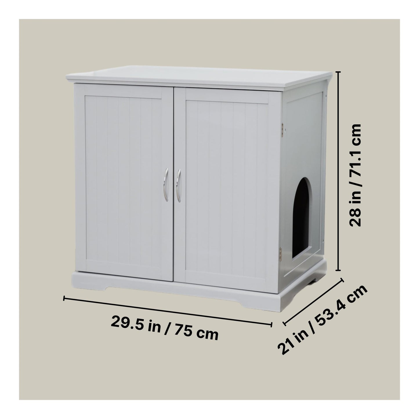 TRIXIE XL Wooden Litter Box Enclosure (Gray), Hidden Litter Box for Cats Furniture-Style, Openings on Either Ends & Large Ventilations Slots, Double Doors for Easy Cleaning, Built-in Drawer