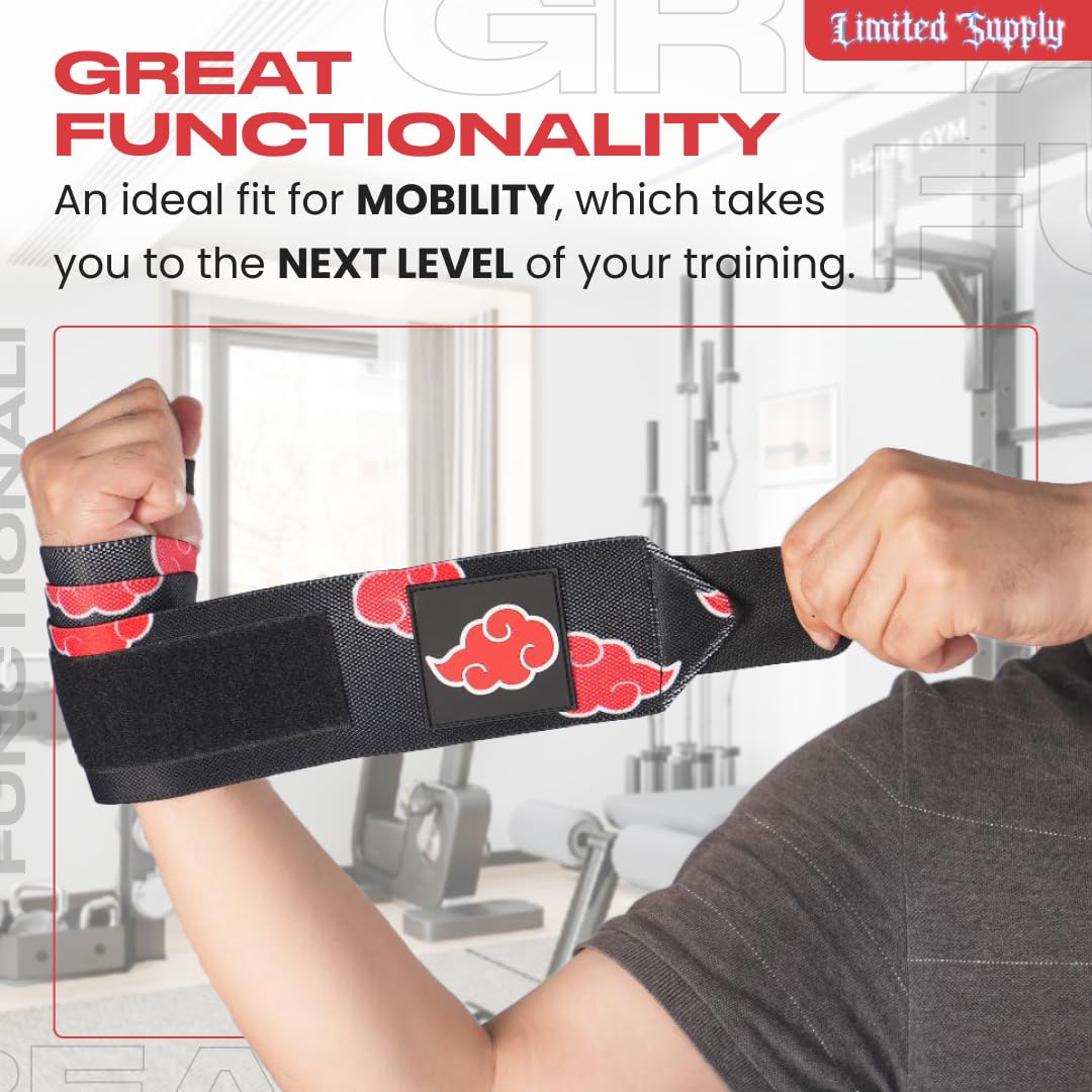 Anime Wrist Wraps Lifting Straps 24" for Men and Women - 1 Pair Each, Gym Accessories Support Weightlifting, Powerlifting, Strength Training, and Improve Workout