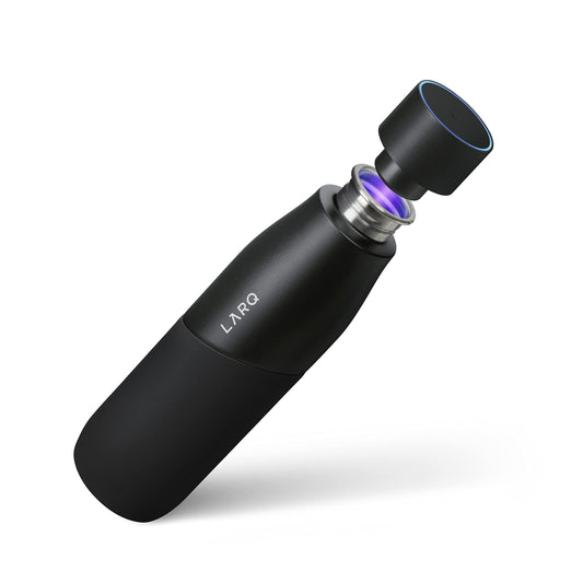 LARQ Bottle Movement PureVis 32 oz- Lightweight Self-Cleaning and Non-Insulated Stainless Steel Water Bottle with UV Water Purifier | Reusable & Travel Friendly, 1-Year Warranty, Black/Onyx