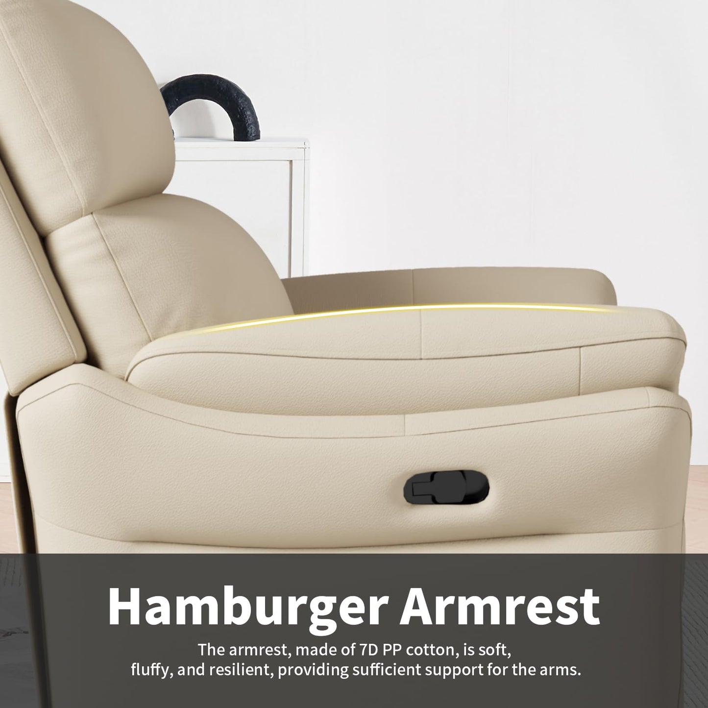 AIRSKY Genuine Leather Recliner Chair, Top Grain Leather, Italian Water-Washing Process, Recliner Chairs for Adults, for Living Room, Theater Seating, Bedroom. R1, Beige