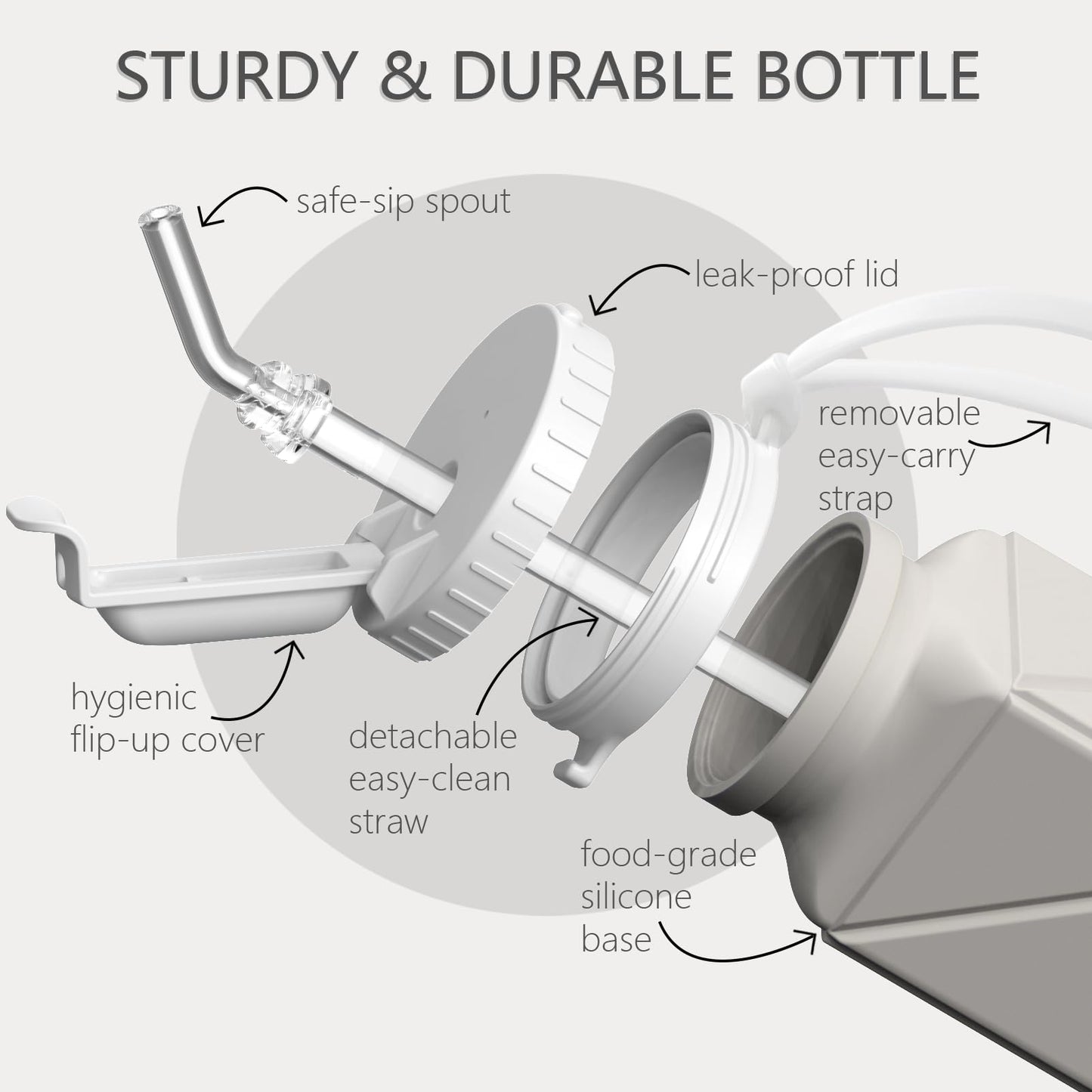 BEAUTAIL Collapsible Water Bottles with Straw, Silicone Foldable Portable Water Bottle 610ml Lightweight Reusable Leakproof for Travel Camping Hiking Cycling Yoga Sports, 1 Pack (Starlight)