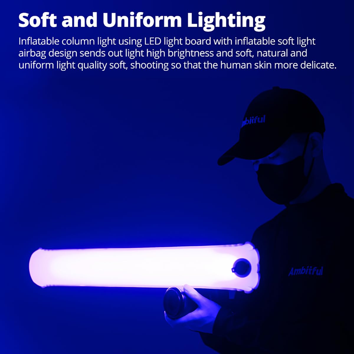 Ambitful 2 PCs GC30R 30W RGB Full-Color Inflatable Tube Light 2500K-10000K Handheld LED Light,CRI 95+,TLCI 96+ for Support Magnetic Suction, Waterproof LED Lighting Wand Stick (GC30R-KIT2)