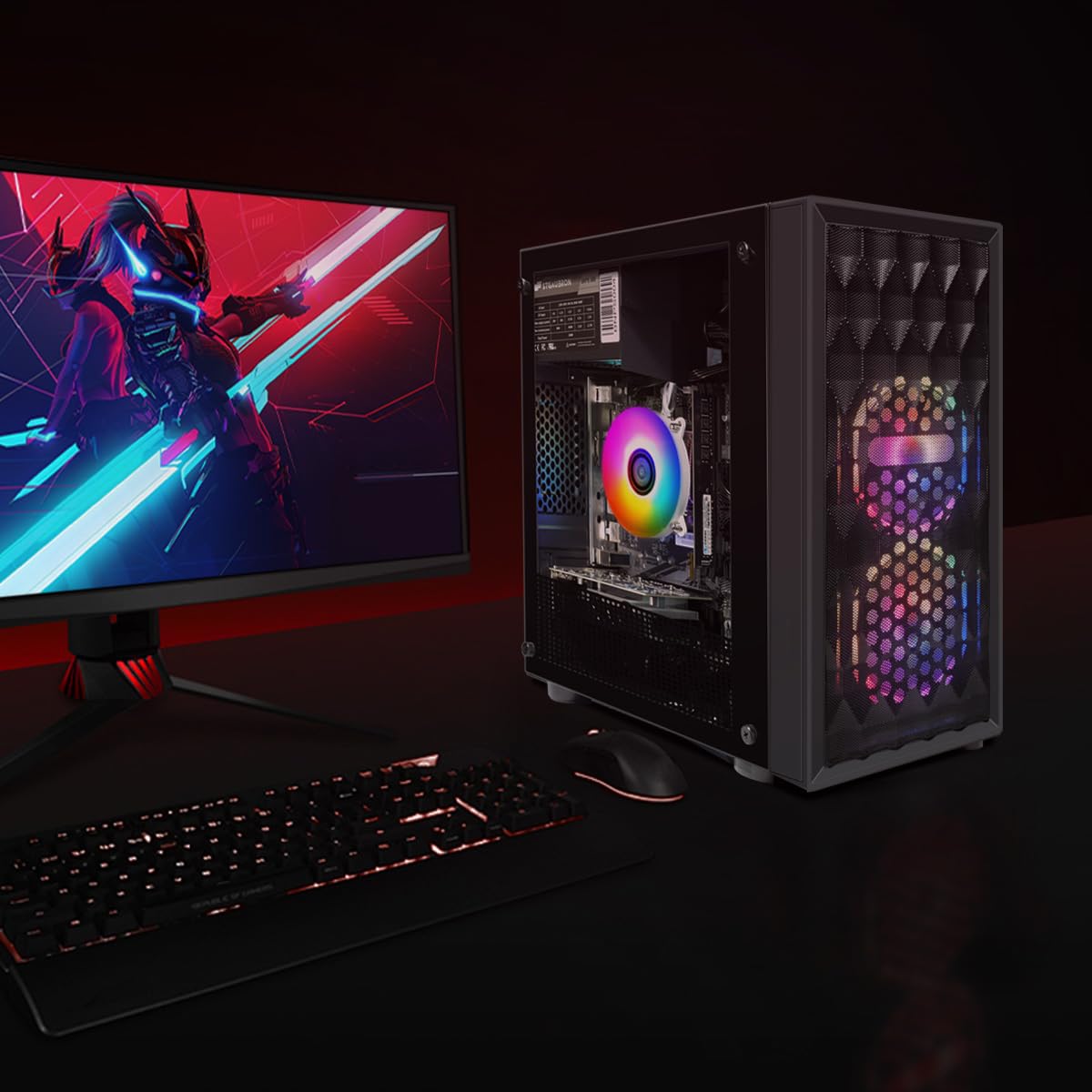 STGAubron Gaming PC Computer Desktop, Radeon RX 560 4G, Intel Core I7 8th up to 4.1GHz, 16G DDR4, 512G SSD, WiFi 6 & BT 5.2, RGB Fan x2, Windows 11 Home