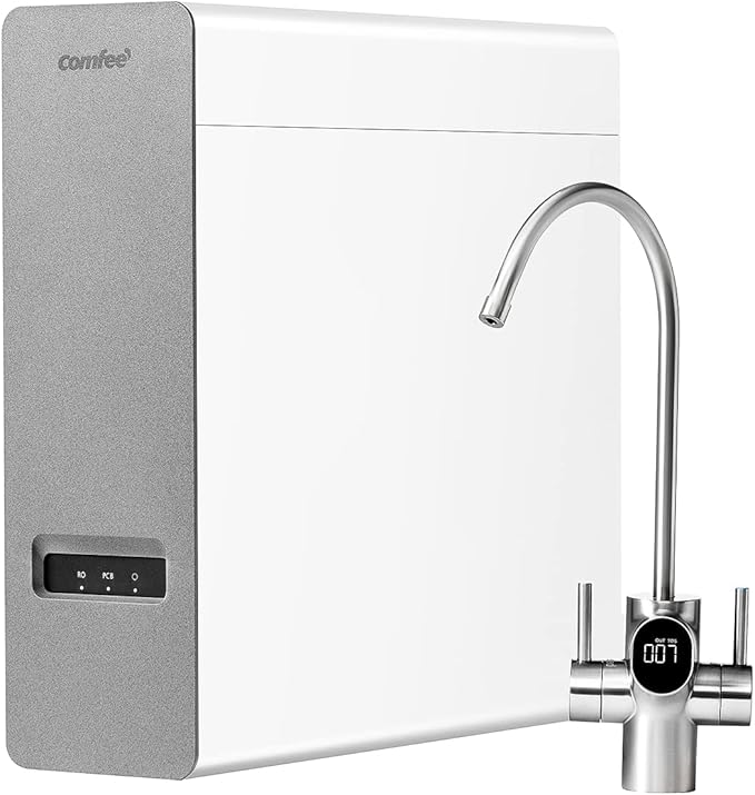 COMFEE' Reverse Osmosis System, 1000 GPD, 3:1 Pure to Drain, Tankless RO System, Under Sink Water Filter System, Smart LED Faucet, TDS Reduction, Automatic Flushing, USA Tech Support