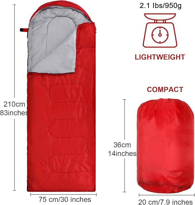 10 Pcs 0 Degree Camping Sleeping Bags Bulk for Adults Cold Weather Sleeping Bags 4 Season Warm Waterproof Lightweight with Compression Sack for Backpacking Hiking Travel Homeless