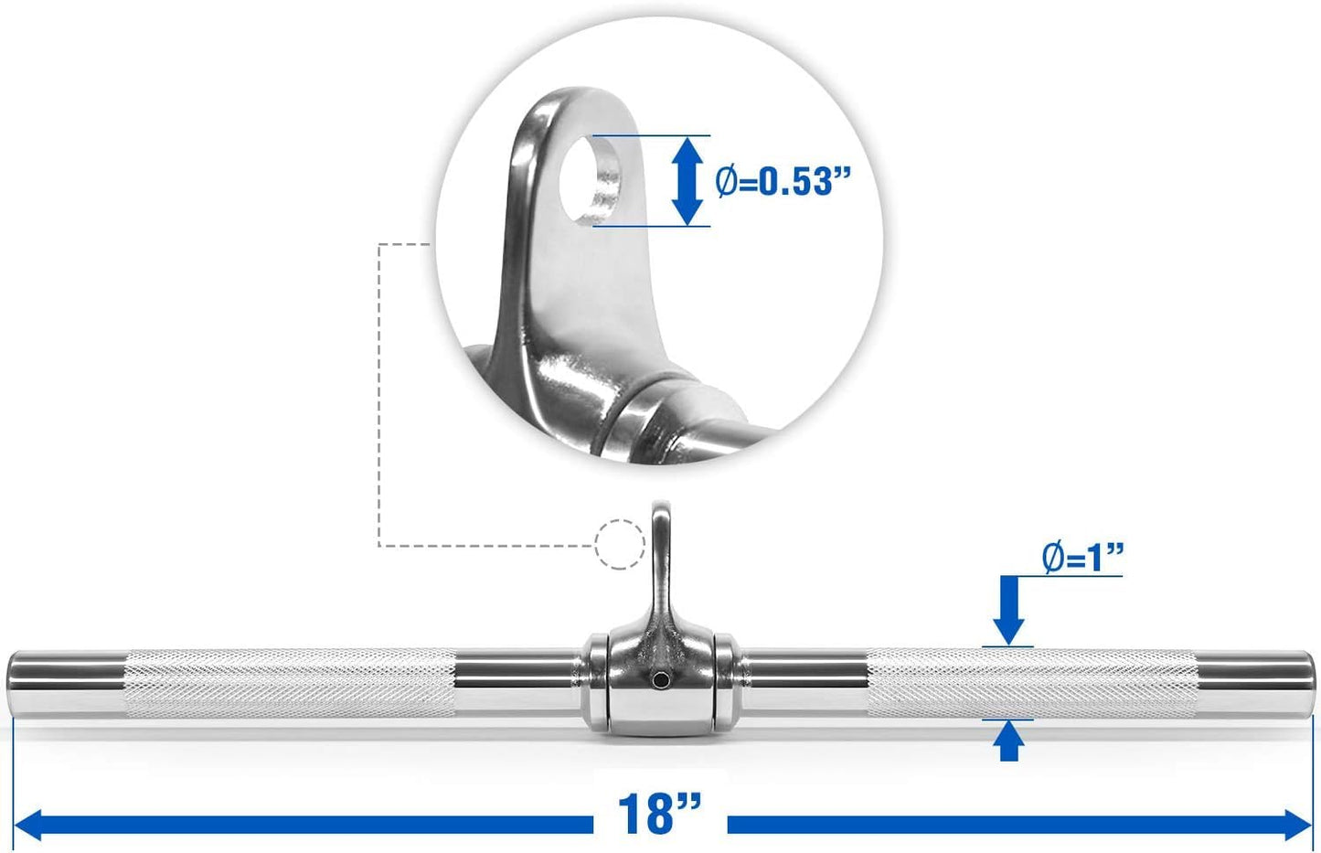 Yes4All Double D Handle Press Down Cable Machine Attachment Set, Double Grip Rotating Handle, Straight Rotating Bar Cable Attachment for Home Gym