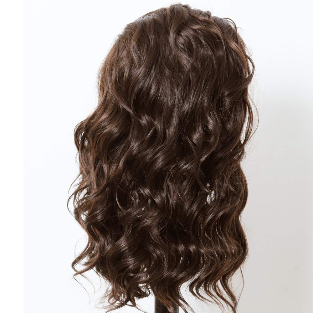 ANDRIA 13X4 HD Lace Front Wigs Pre-Plucked Hairline 16 Inches Body Wave Chocolate Glueless Lace Frontal Wigs with Baby Hair Short Bob Wig 200% Density Loose Wave Short Curly Lace Closure Wig