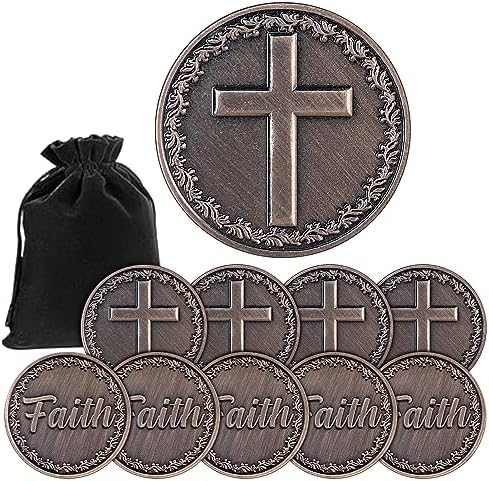 10 Pcs Faith Pocket Token Coins Christian Cross Coins Gift