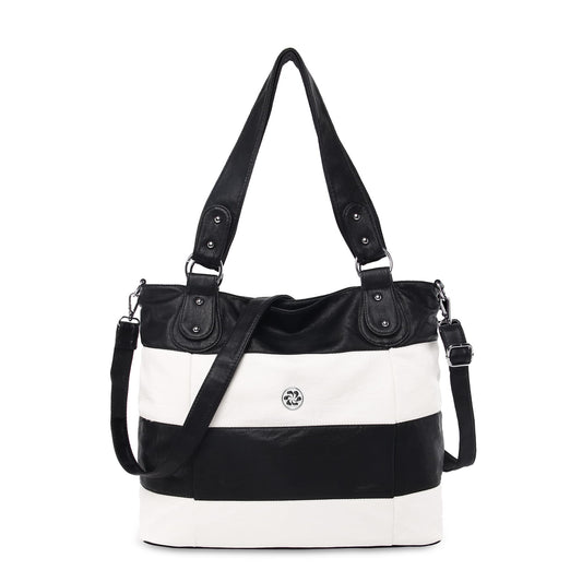 Angel Kiss Hobo Purses for Women Multi-Color Striped Lattice Cross Body Shoulder Purse Bag Tote Handbag