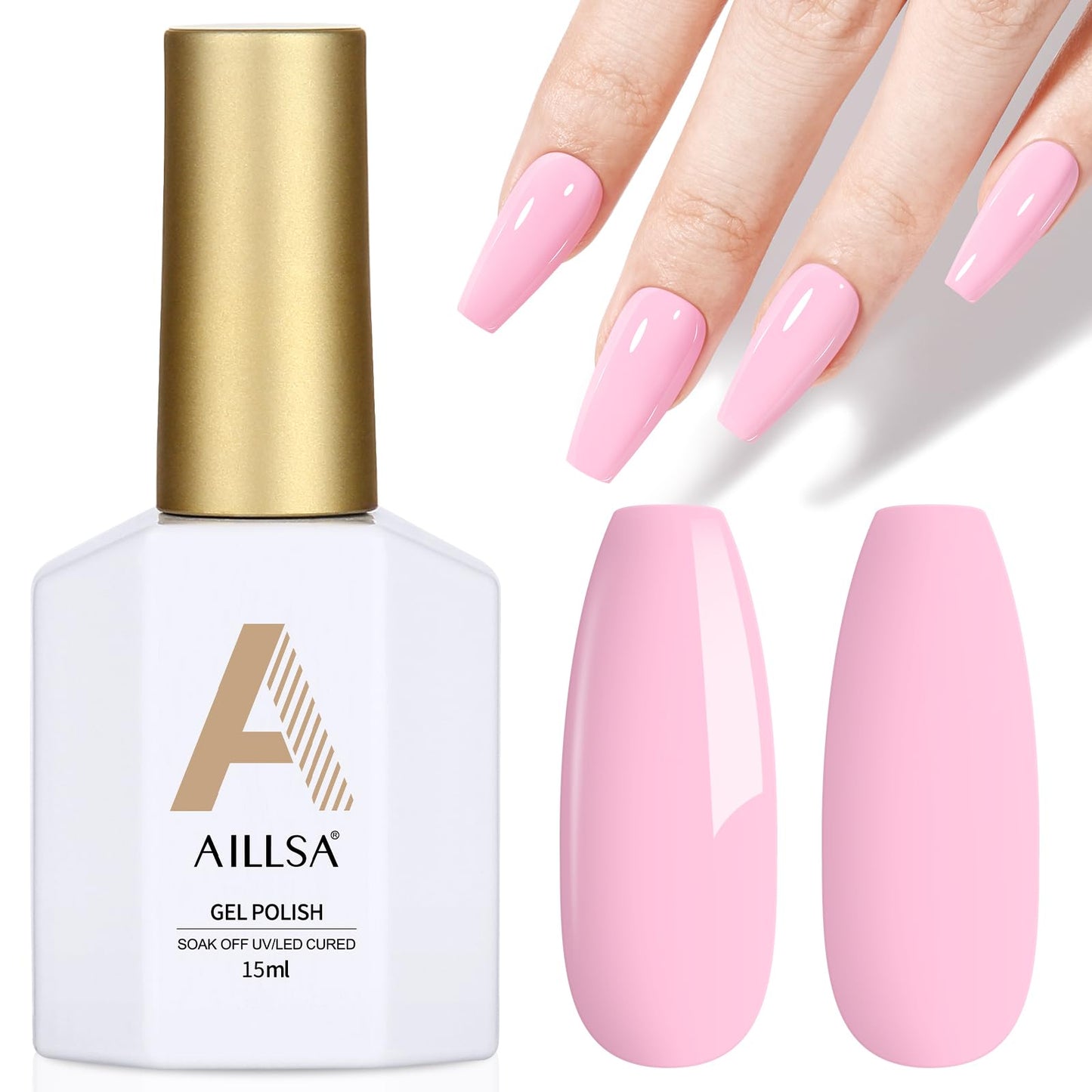AILLSA Light Baby Pink Gel Nail Polish Pastel Macaron Gel Polish Bright Spring Summer Colors Cotton Candy Gel Soak Off U V for French Nail Manicure Salon DIY Holiday Gifts 0.5 Fl Oz GB81