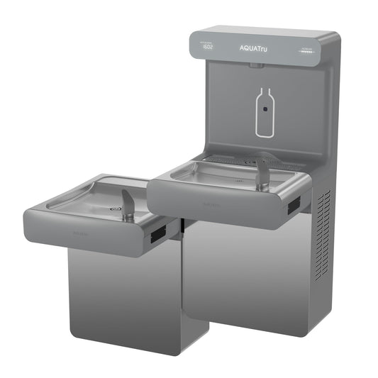 AquaTru Pro ADA-Compliant Bi-Level Water Fountain | Commercial On-Wall Dual-Height (33"/39") Bubbler & Bottle Filler with 9.5 GPH Cooling Capacity