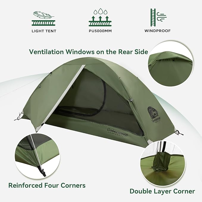 1/2 Person Backpacking Tent for Camping - Ultralight & Waterproof Outdoor Camping Tent, Easy Set Up Compact Tent for 3 Season, Lightweight Tents for Hiking by Underwood Aggregator