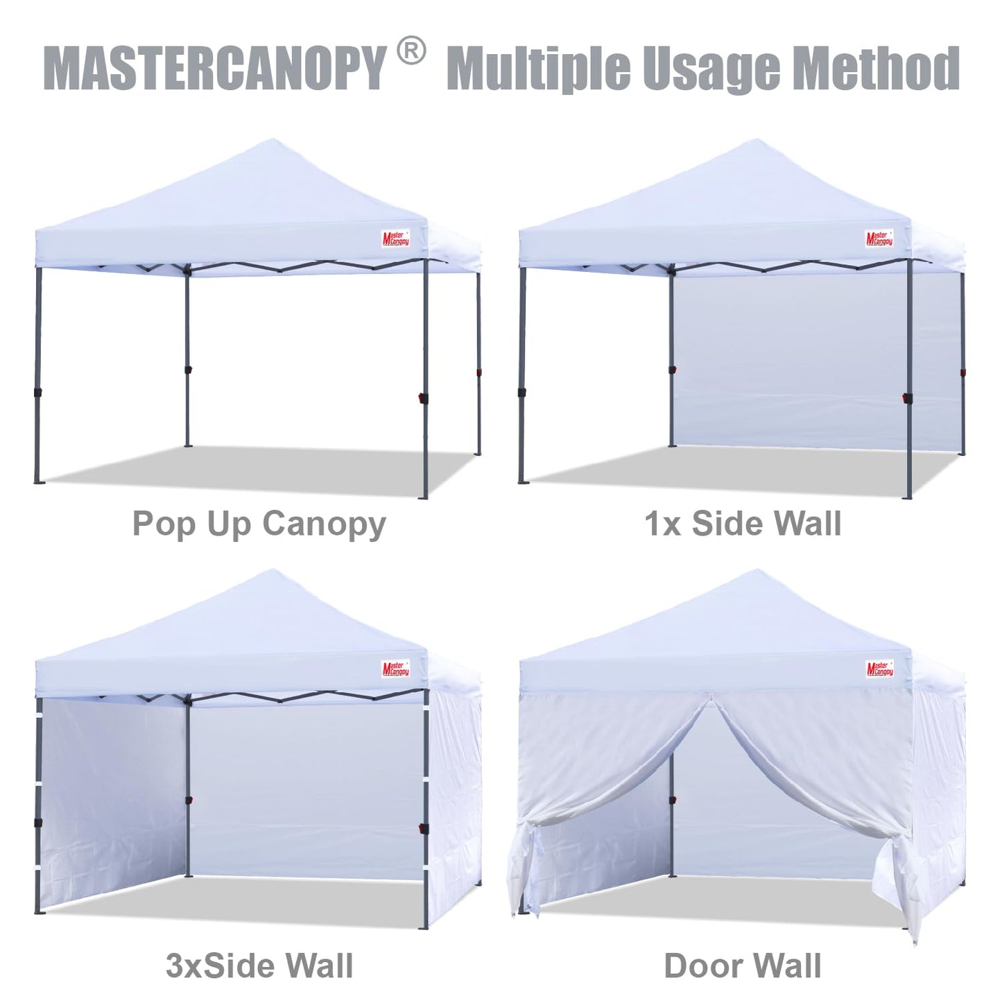 MASTERCANOPY Heavy Duty Pop-up Canopy Tent with Sidewalls (10x10,White)
