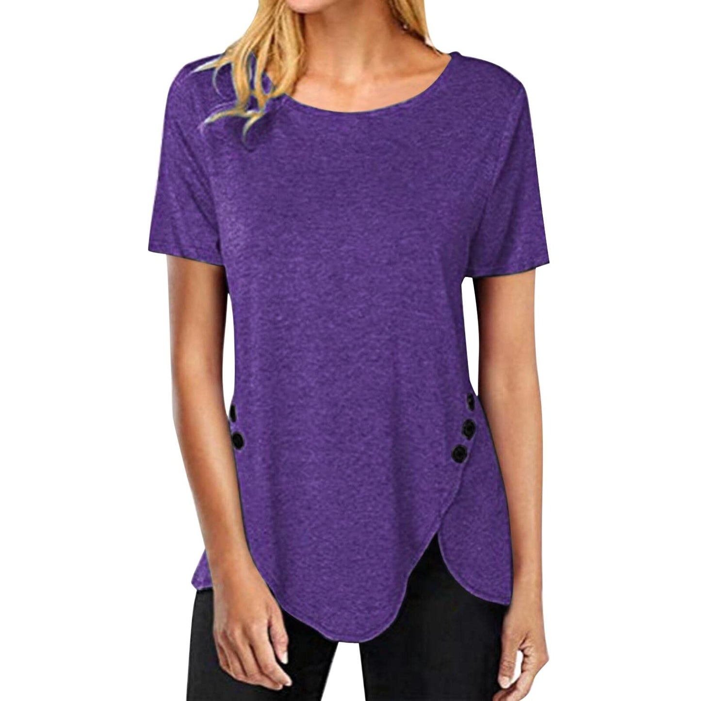 Aniywn Women's Plus Size Sweatshirt Tops Ladies Baggy Short/Long Sleeve Thin Solid/Printing Pullover Blouse T Shirts