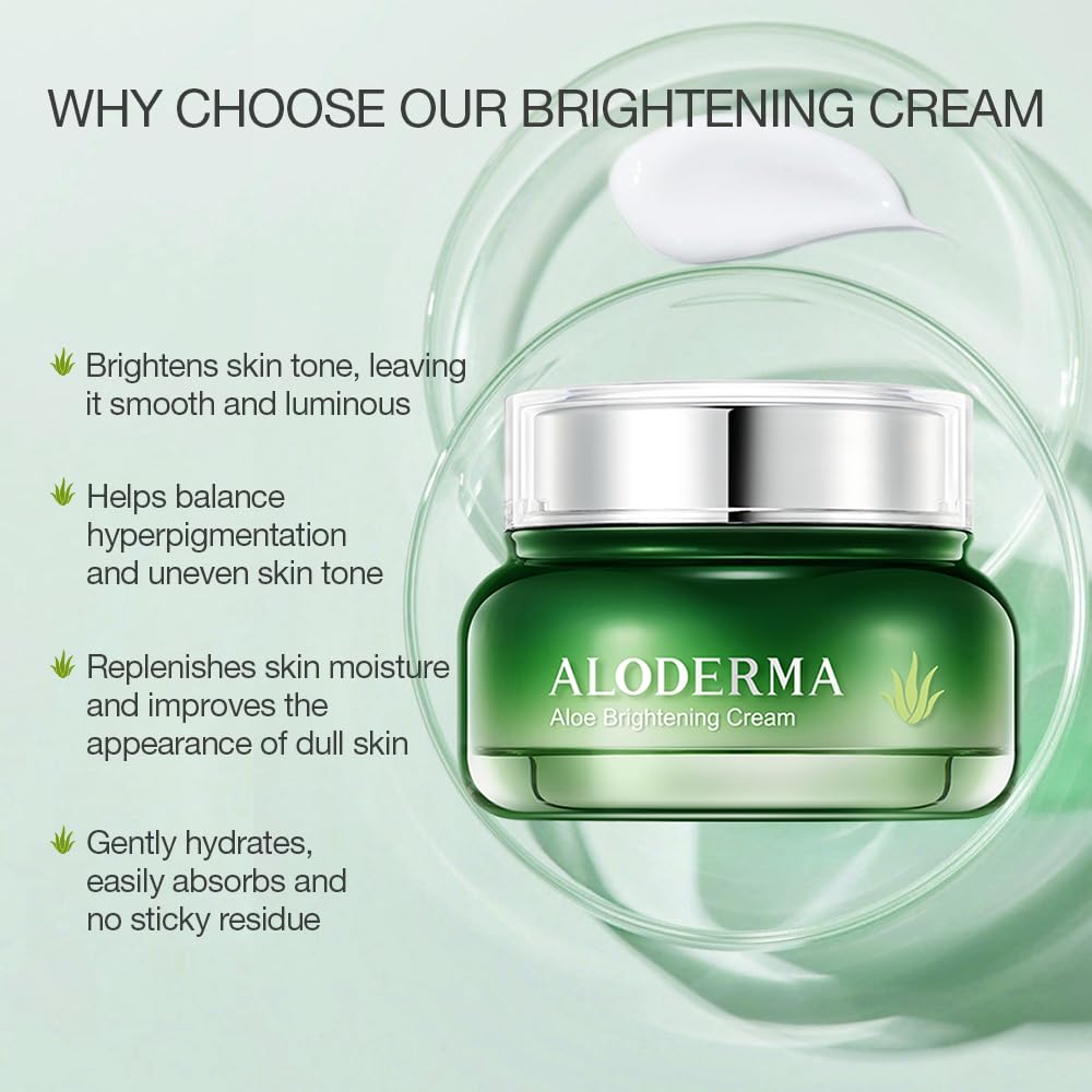 Aloderma Signature Aloe Brightening Set - 6 Pieces - Gel, Cleanser, Toner, Serum x2pcs, Cream