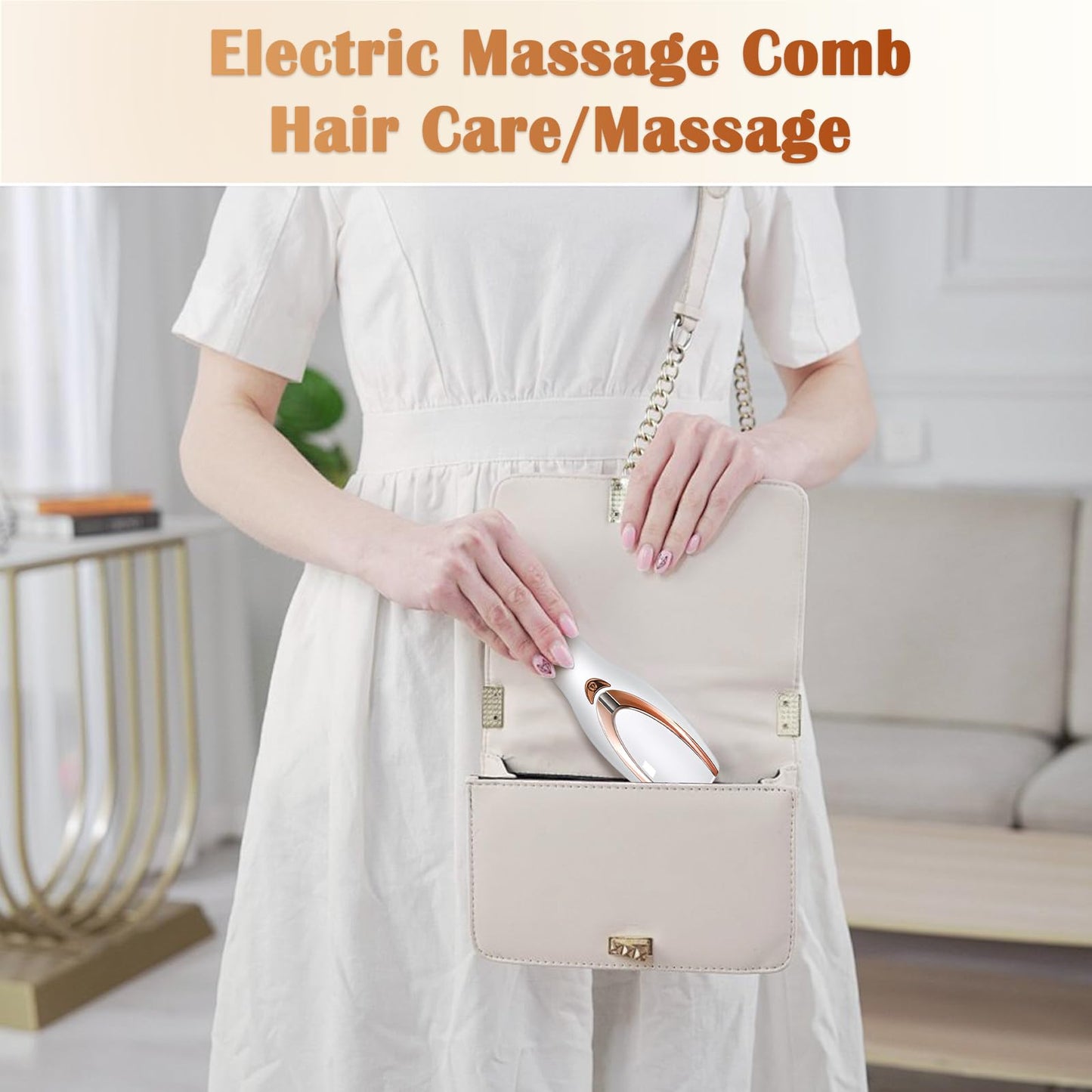 AIBOKEE Electric Hair Massager for Hair Growth and Stress Relaxation, Hair Massage Brush for Men & Women, Stress Relief & Fatigue Relaxation - White