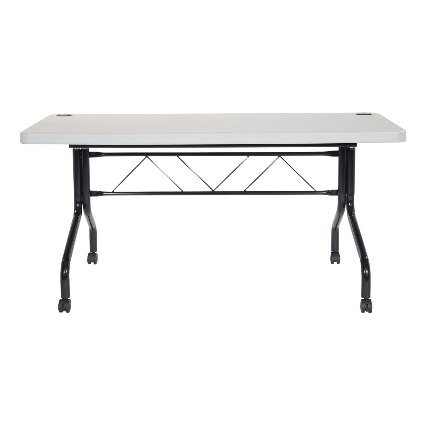 Office Star Resin Multipurpose Flip Training Table with Locking Casters for Home and Office, 5 Feet