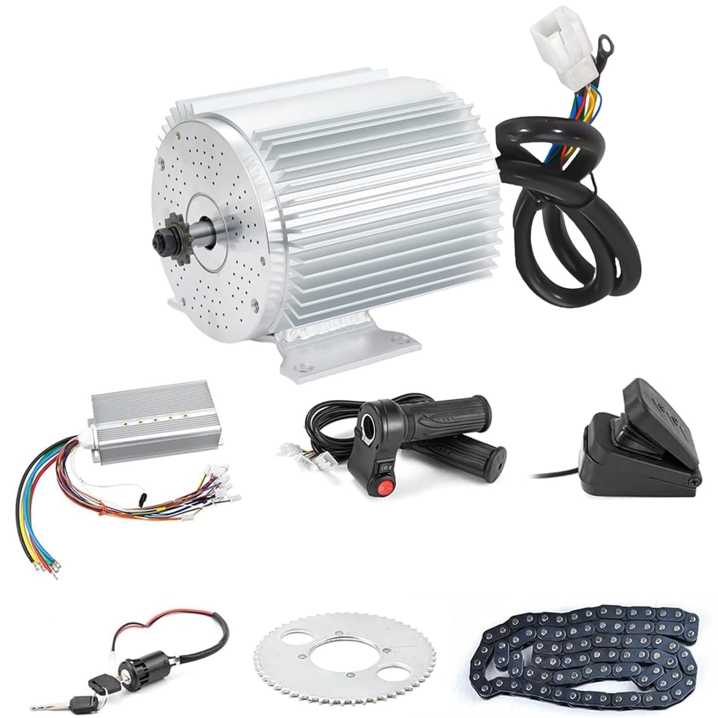 72V 3000W BLDC Brushless Motor Kit with 24 Mosfet 50A Controller, Throttle - For Electric Scooter, E Bike, Motorcycle DIY Conversion