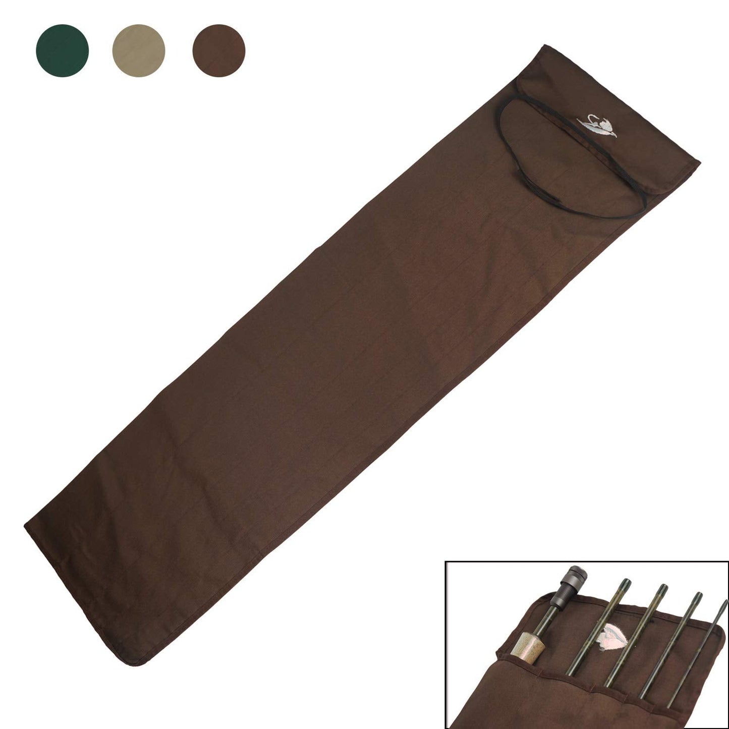 AventikINT Cotton Cloth Fishing Rod Sleeve Cover Pole Sock Glove Protector Bag Pouch with 5 Compartments (Khaki+Coffee+Green, 69cm/28inch)