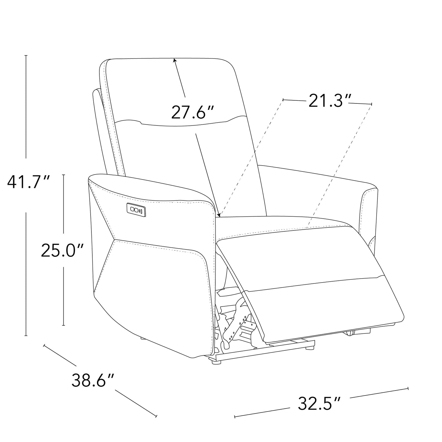 CHITA Genuine Leather Power Recliner Chair for Adults, Electric Wall Hugger Recliner for Small Spaces, Modern Living Room and RV Recliner Chair with Adjustable Power Headrest & Charging Ports, Brown