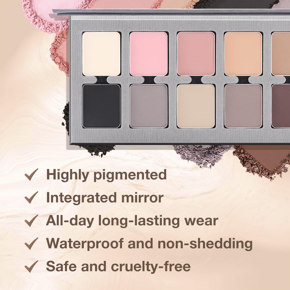 10 Colors Nude Brown Pink Matte Shimmer Eyeshadow Palette for Eye Makeup,High Pigmented Tan Black Eye Shadow Primers Powder Palet de sombras de ojos