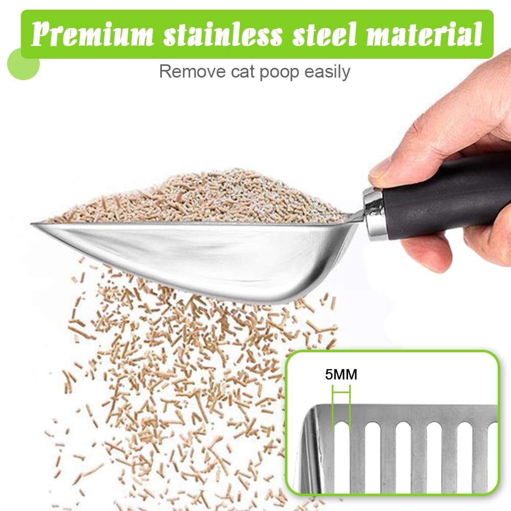 Apidgrowth Cat Litter Scoop - Metal Medium Cat Litter Scoop-Sturdy Mesh Scooper - Mesh Shovel-Easy to Clean - Suitable for Cat Litter Box - Light Black