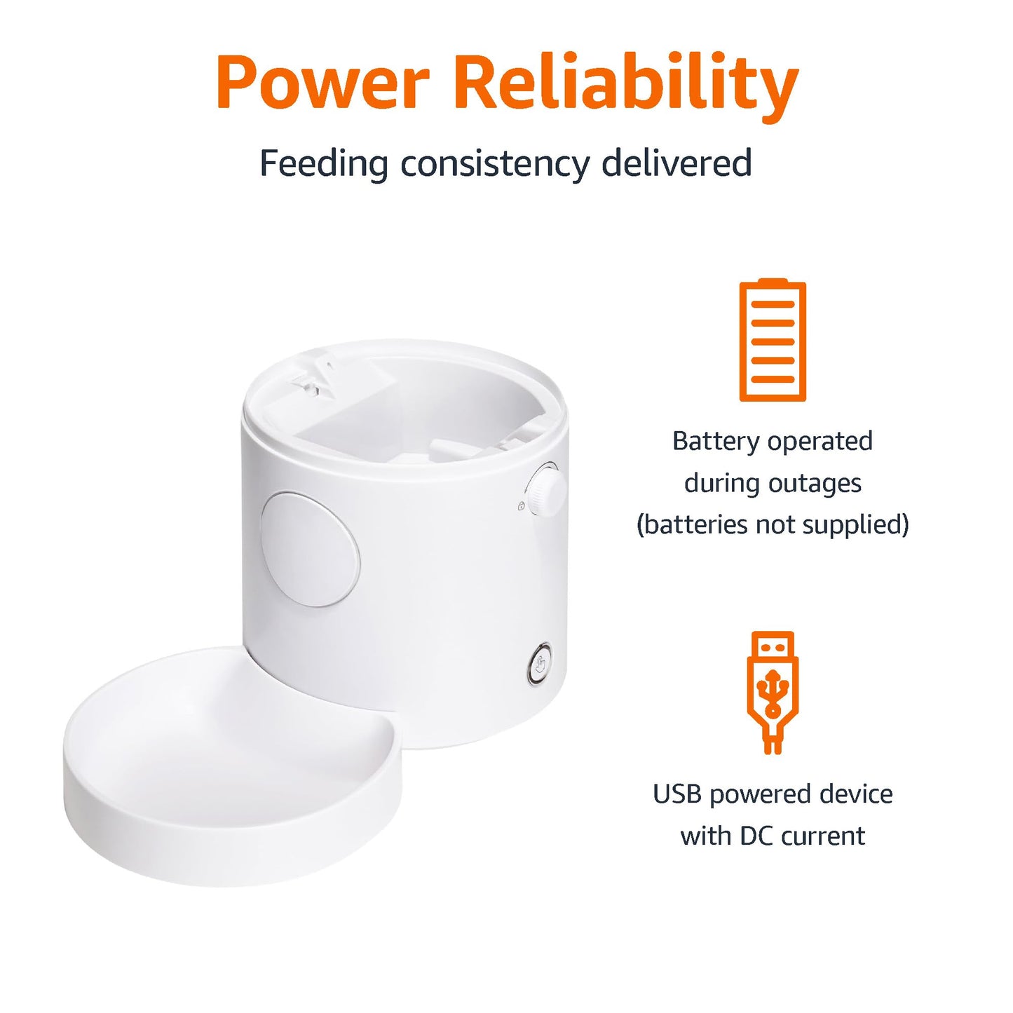 Amazon Basics Automatic Feeder for Cats and Dogs with Speed & Portion Control, 4L Capacity, White